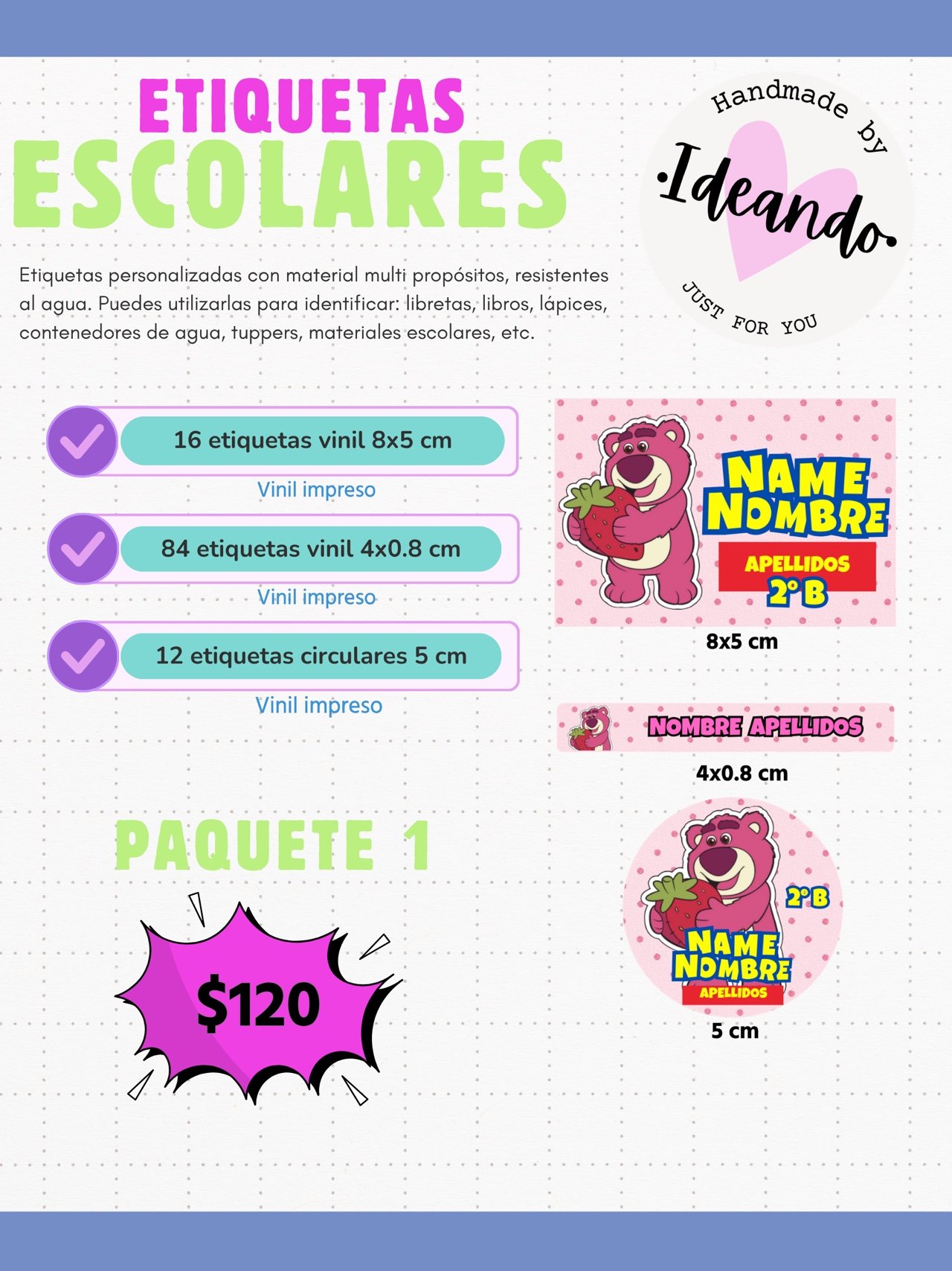 Etiquetas Escolares - Paquete 1